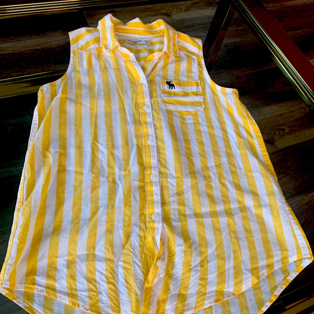 Yellow and white Abercrombie and Fitch